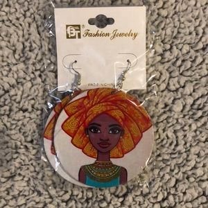 Round Wooden Dangle Earrings - African Garb